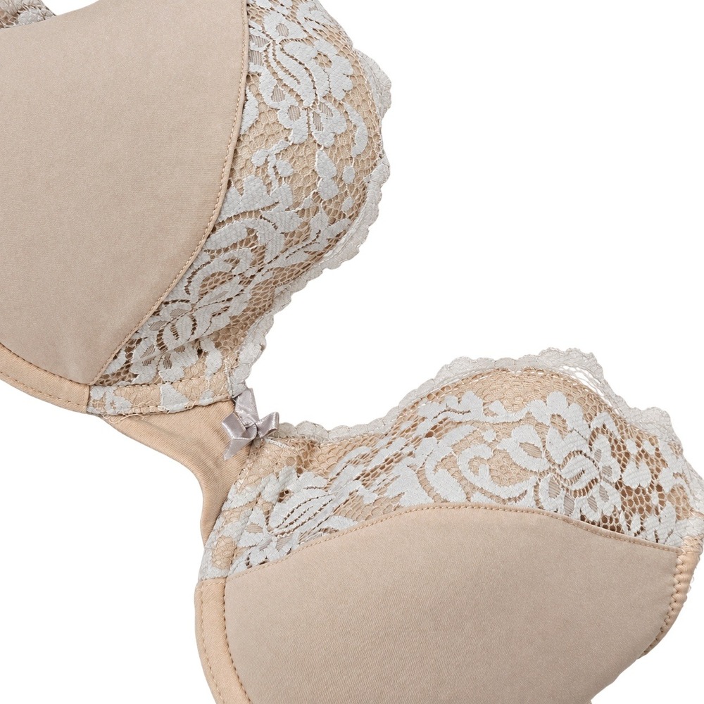 Apt. 9 Women Size 36C Beige White Underwire Lightly Padded Bra Floral Lace